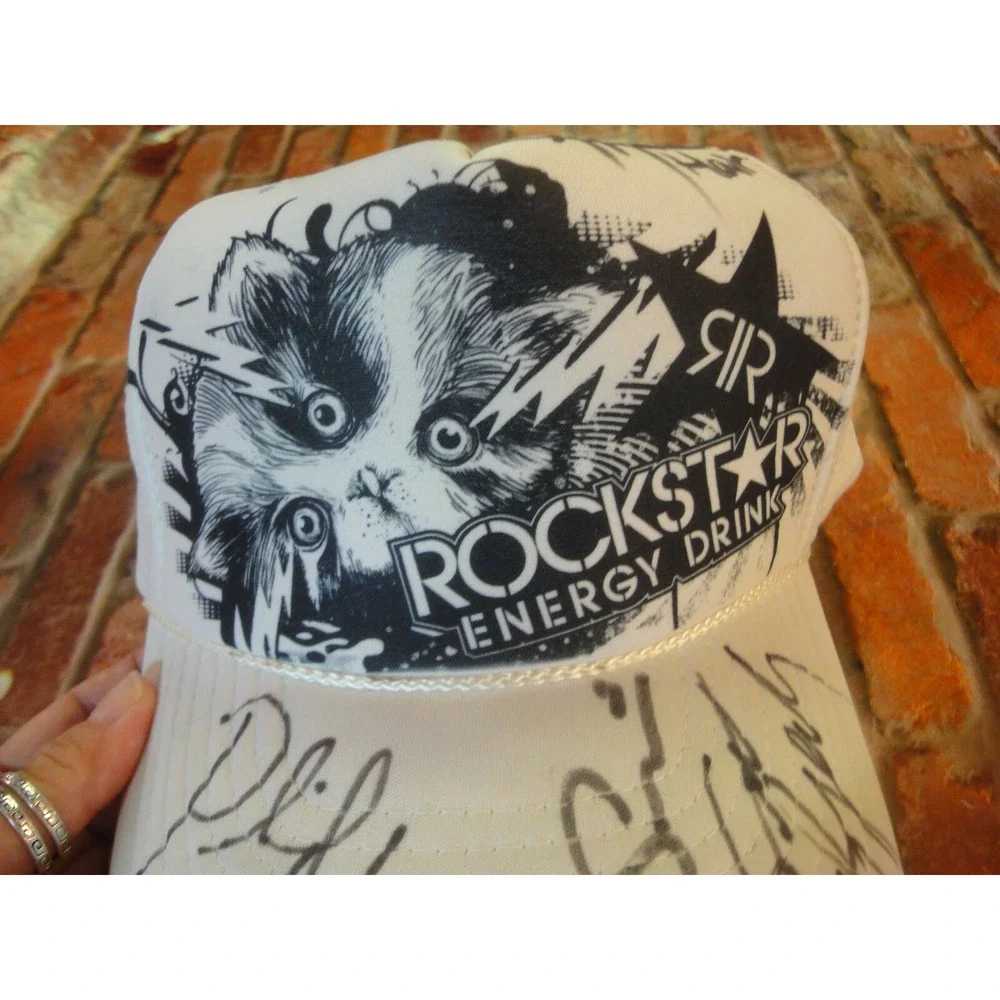 Rockstar Energy Drink Trucker ball Hat Cap‎ Snapback autographed signed Rusty